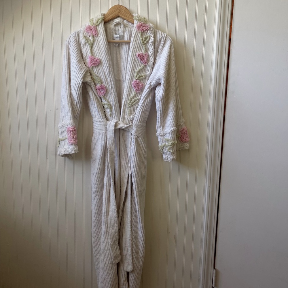 🌸Vintage chenille floral long robe 🌸